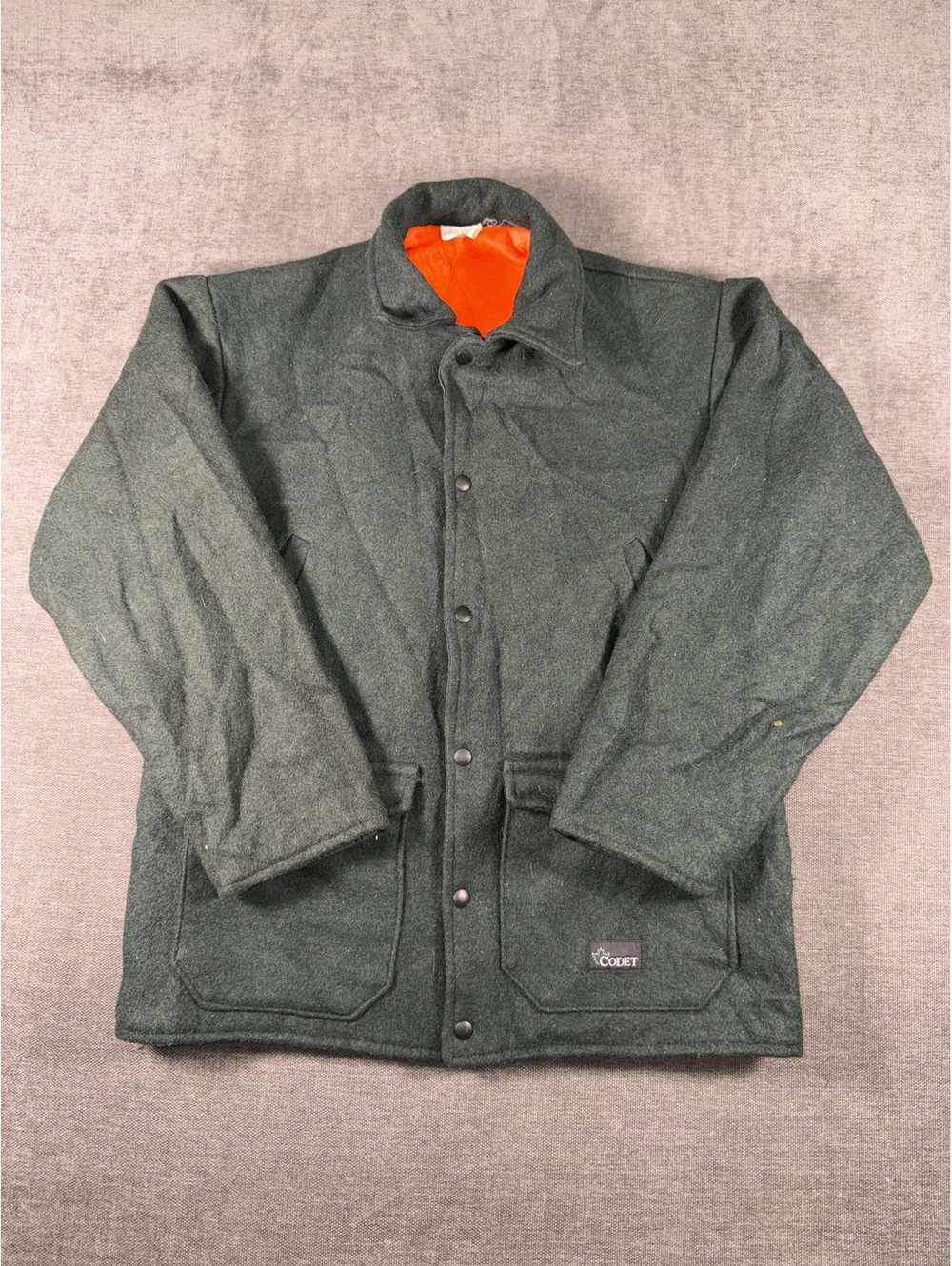 Codet Men's Wool Jacket with Orange Lining Size M